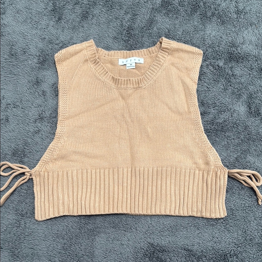 Tan Sleeveless Knit Top